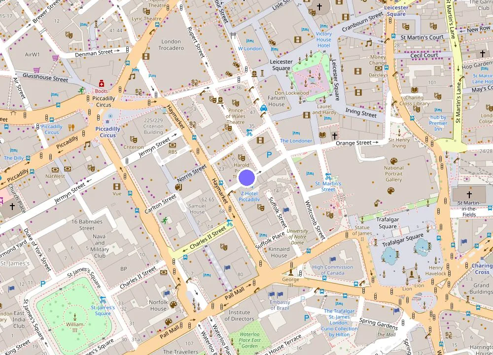 Map: The Z Hotel Piccadilly